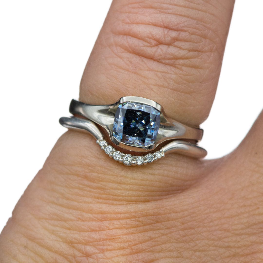 Celine Band - C-Shape Contoured Accented Diamond, or Sapphire Shadow Wedding Ring Ring by Nodeform