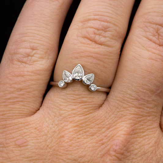 Chloe Band- Graduated Pear Diamond Curved Contoured Stacking Wedding Ring Ring by Nodeform