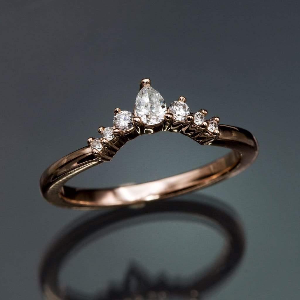 Claire Band- Graduated Diamond, Moissanite or White Sapphire Curved Contoured Crown Stacking Wedding Ring Ring by Nodeform