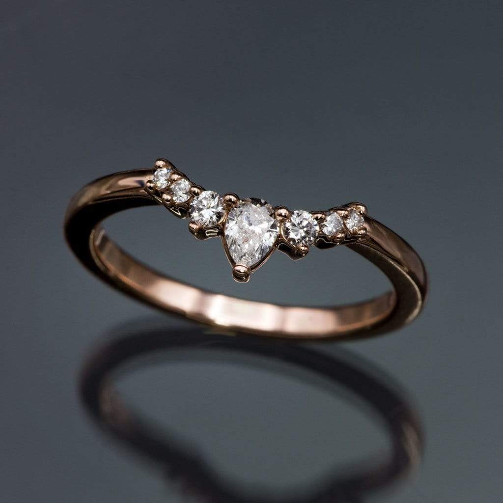 Claire Band- Graduated Diamond, Moissanite or White Sapphire Curved Contoured Crown Stacking Wedding Ring Ring by Nodeform