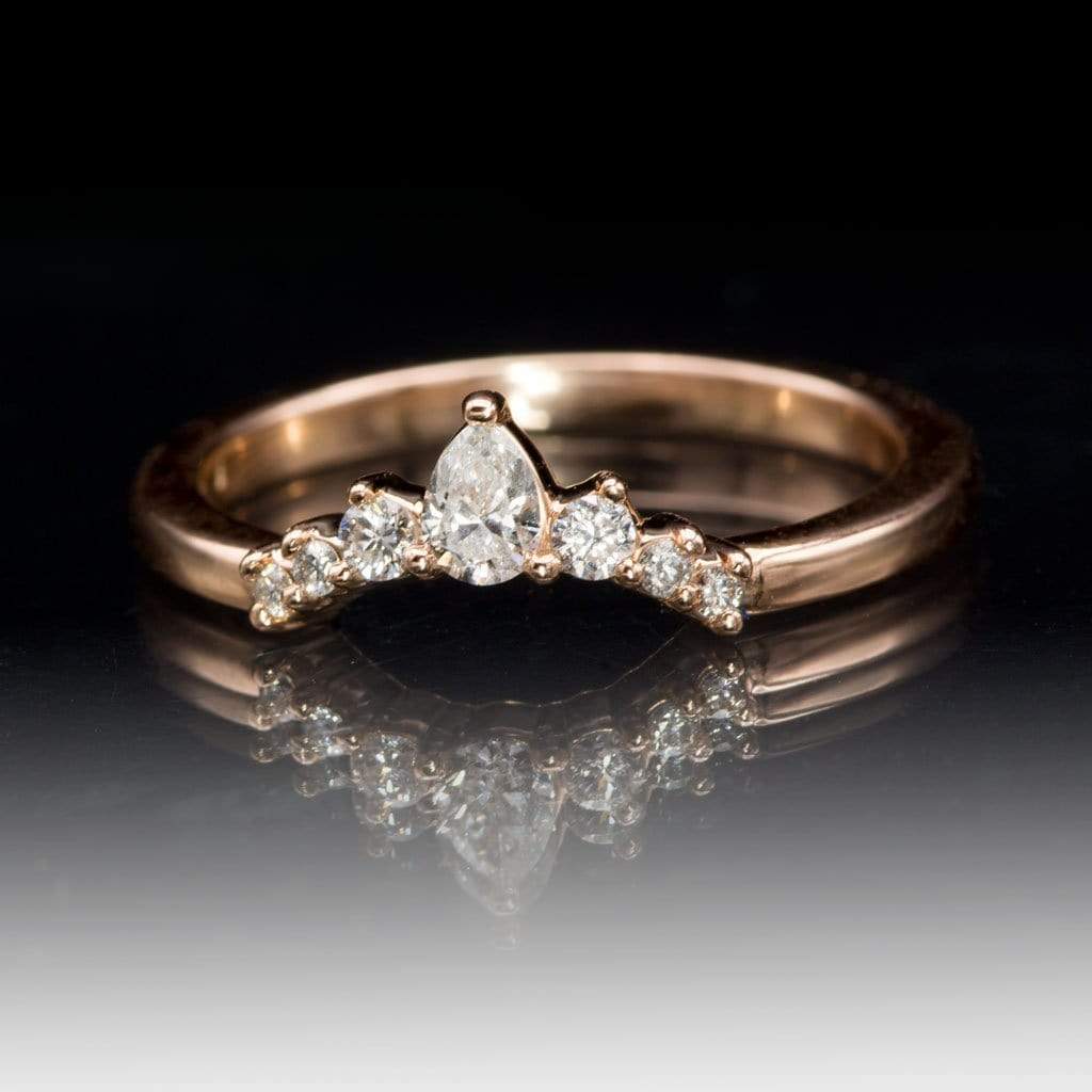 Claire Band- Graduated Diamond, Moissanite or White Sapphire Curved Contoured Crown Stacking Wedding Ring Ring by Nodeform