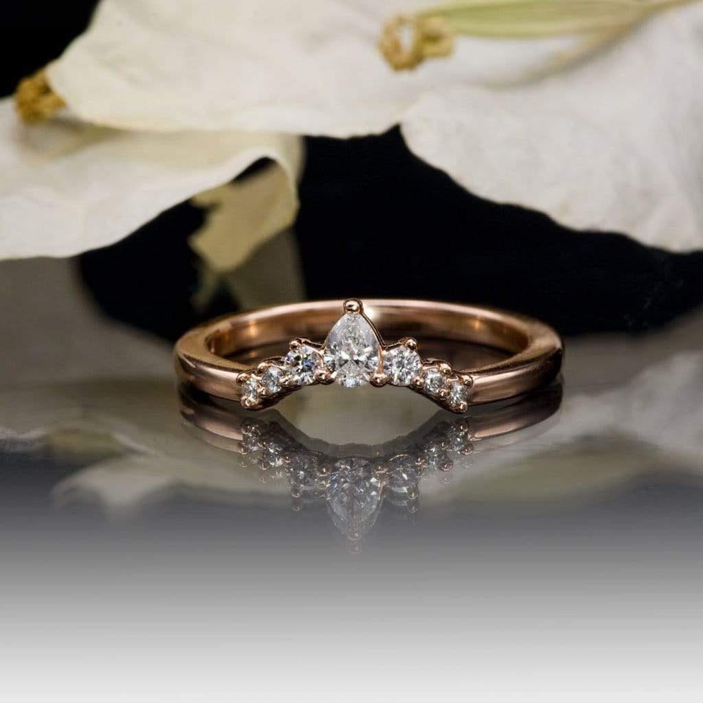 Claire Band- Graduated Diamond, Moissanite or White Sapphire Curved Contoured Crown Stacking Wedding Ring Ring by Nodeform
