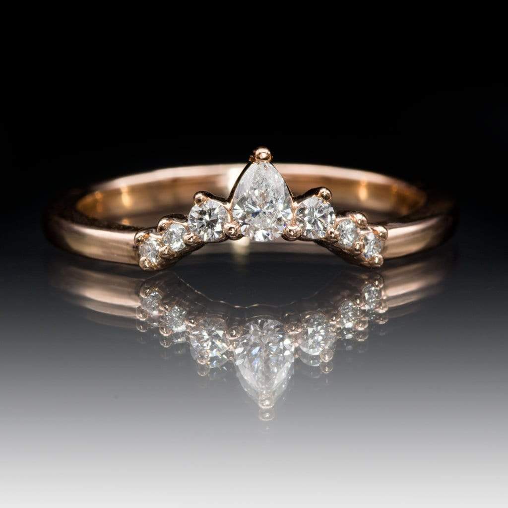Claire Band- Graduated Diamond, Moissanite or White Sapphire Curved Contoured Crown Stacking Wedding Ring Ring by Nodeform