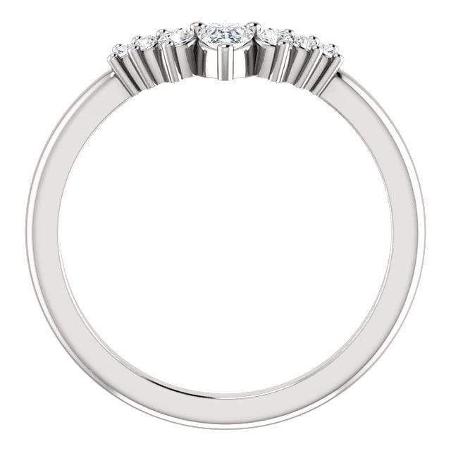 Claire Band- Graduated Diamond, Moissanite or White Sapphire Curved Contoured Crown Stacking Wedding Ring Ring by Nodeform