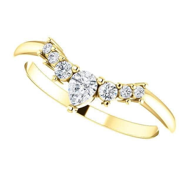 Claire Band- Graduated Diamond, Moissanite or White Sapphire Curved Contoured Crown Stacking Wedding Ring Ring by Nodeform