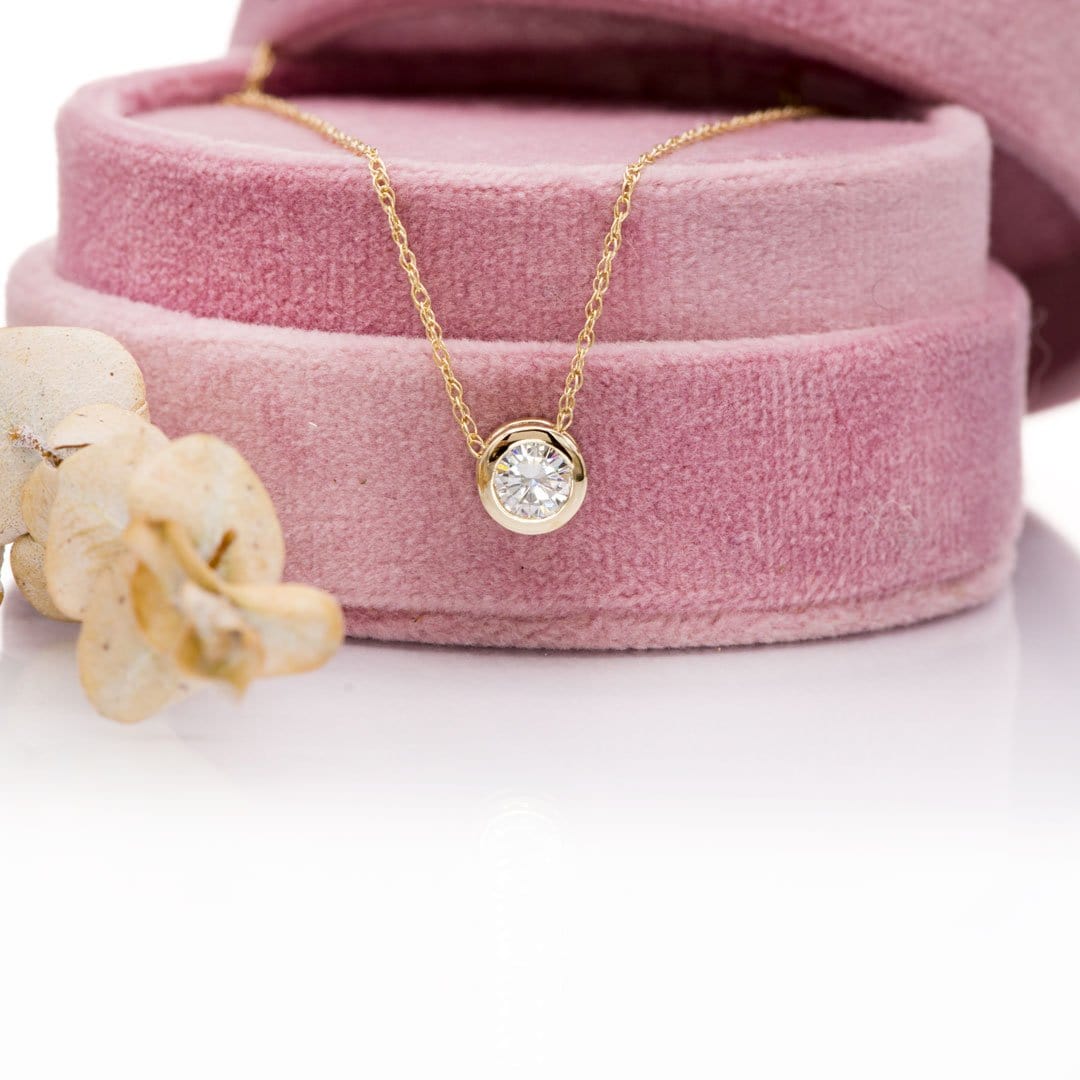 Classic Round 0.5ct Moissanite Slide Pendant Necklace Necklace / Pendant by Nodeform
