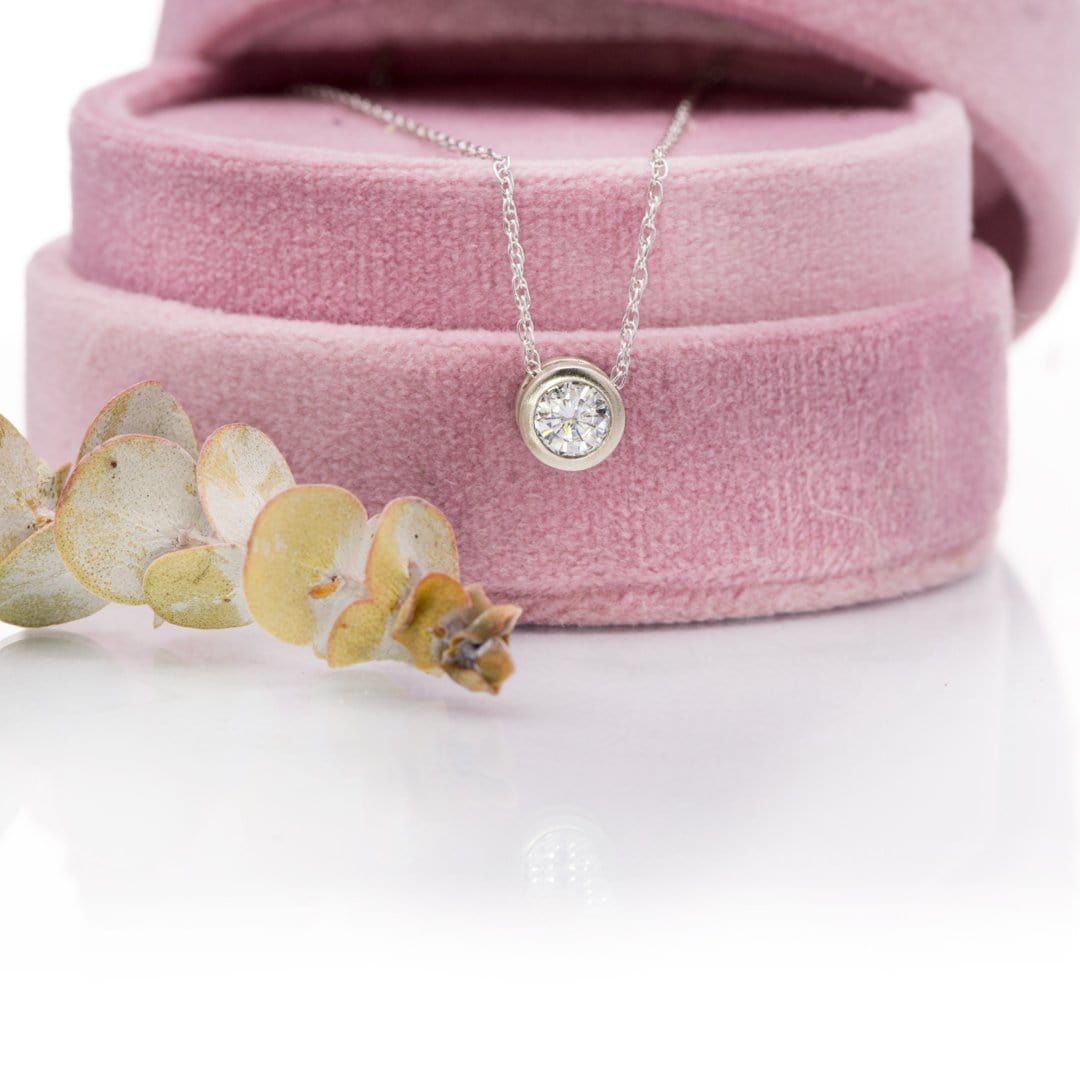 Classic Round 0.5ct Moissanite Slide Pendant Necklace Necklace / Pendant by Nodeform