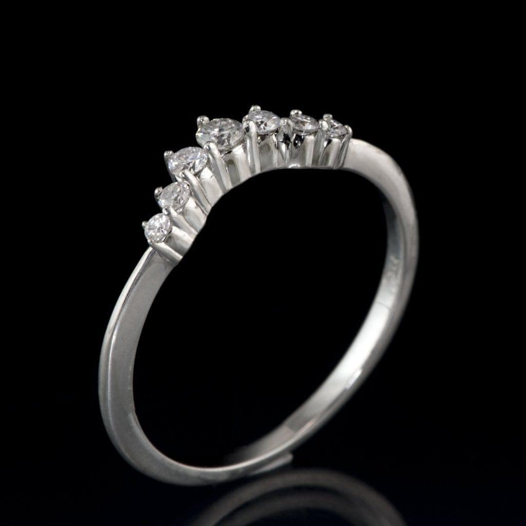 Corinne - Graduated Diamond, Moissanite or Sapphire Curved Contoured Crown Stacking Wedding Ring Ring by Nodeform
