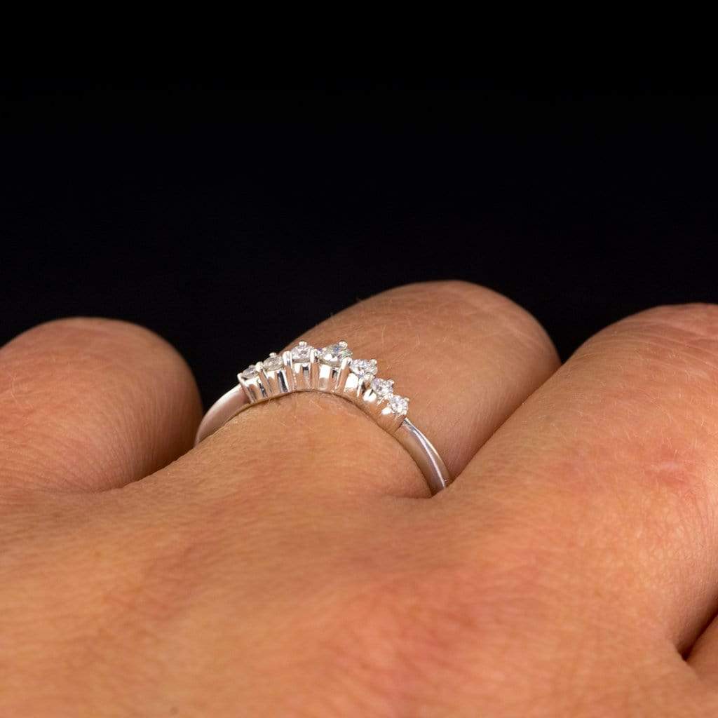 Corinne - Graduated Diamond, Moissanite or Sapphire Curved Contoured Crown Stacking Wedding Ring Ring by Nodeform