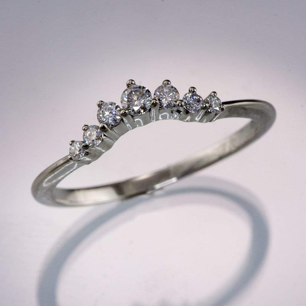 Corinne - Graduated Diamond, Moissanite or Sapphire Curved Contoured Crown Stacking Wedding Ring Ring by Nodeform