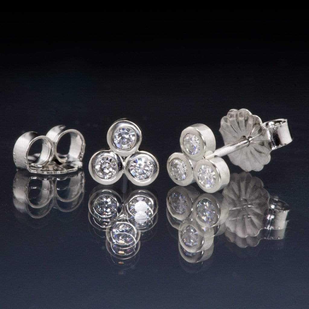 Three Moissanite Trio Bezel Cluster Stud Earrings Earrings by Nodeform