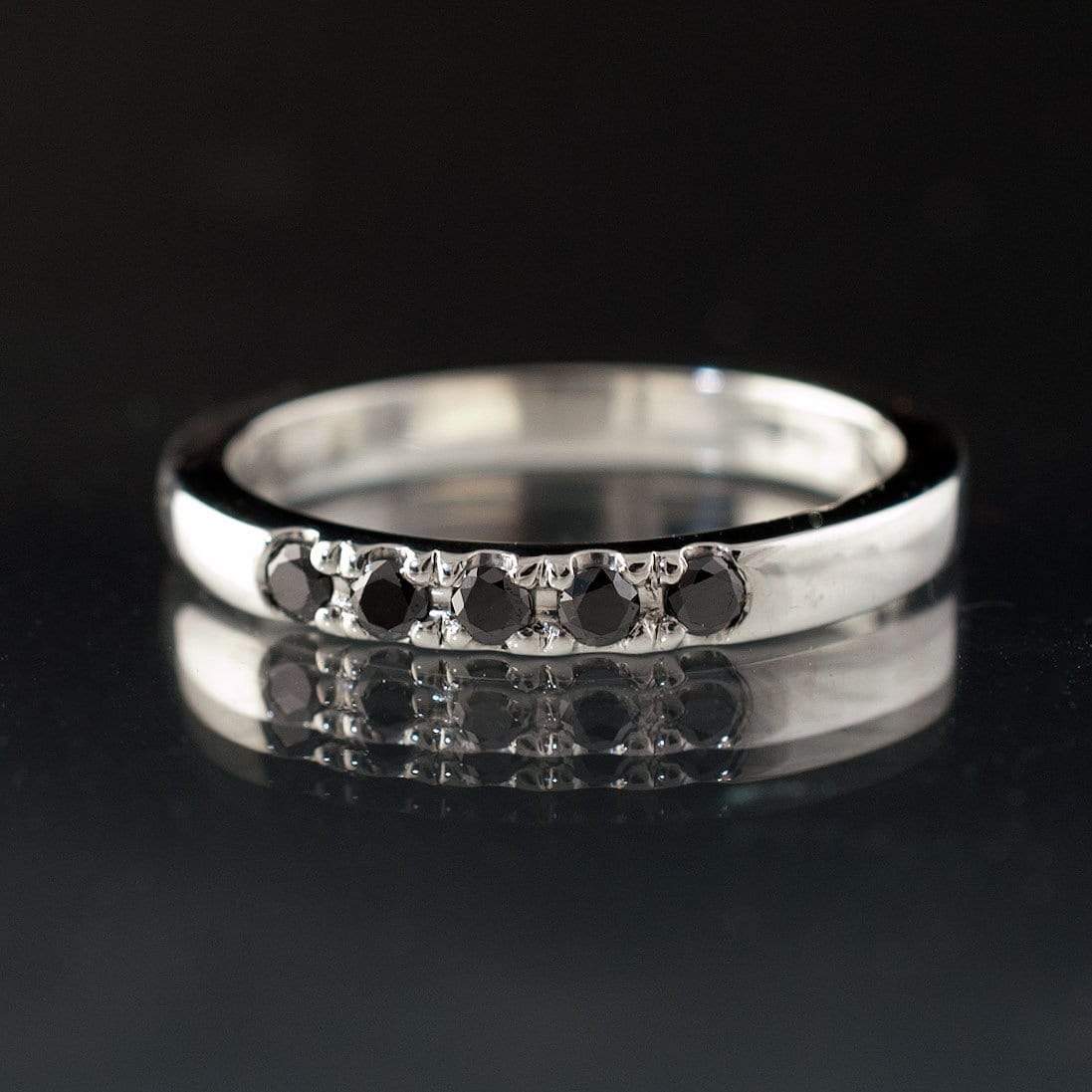 Black Diamond Pave French Set Ring Stacking Wedding Band Ring by Nodeform