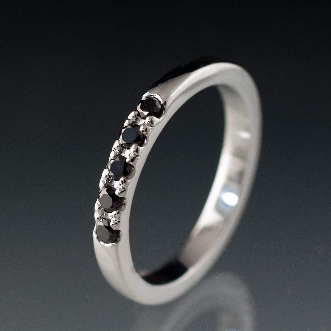 Black Diamond Pave French Set Ring Stacking Wedding Band Ring by Nodeform