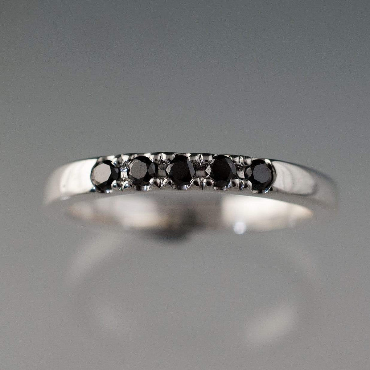 Black Diamond Pave French Set Ring Stacking Wedding Band Ring by Nodeform