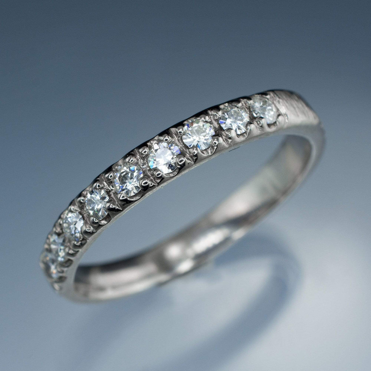 Freya Anniversary Band - French Set Moissanite Pave Ring Stacking Wedding Band Ring by Nodeform