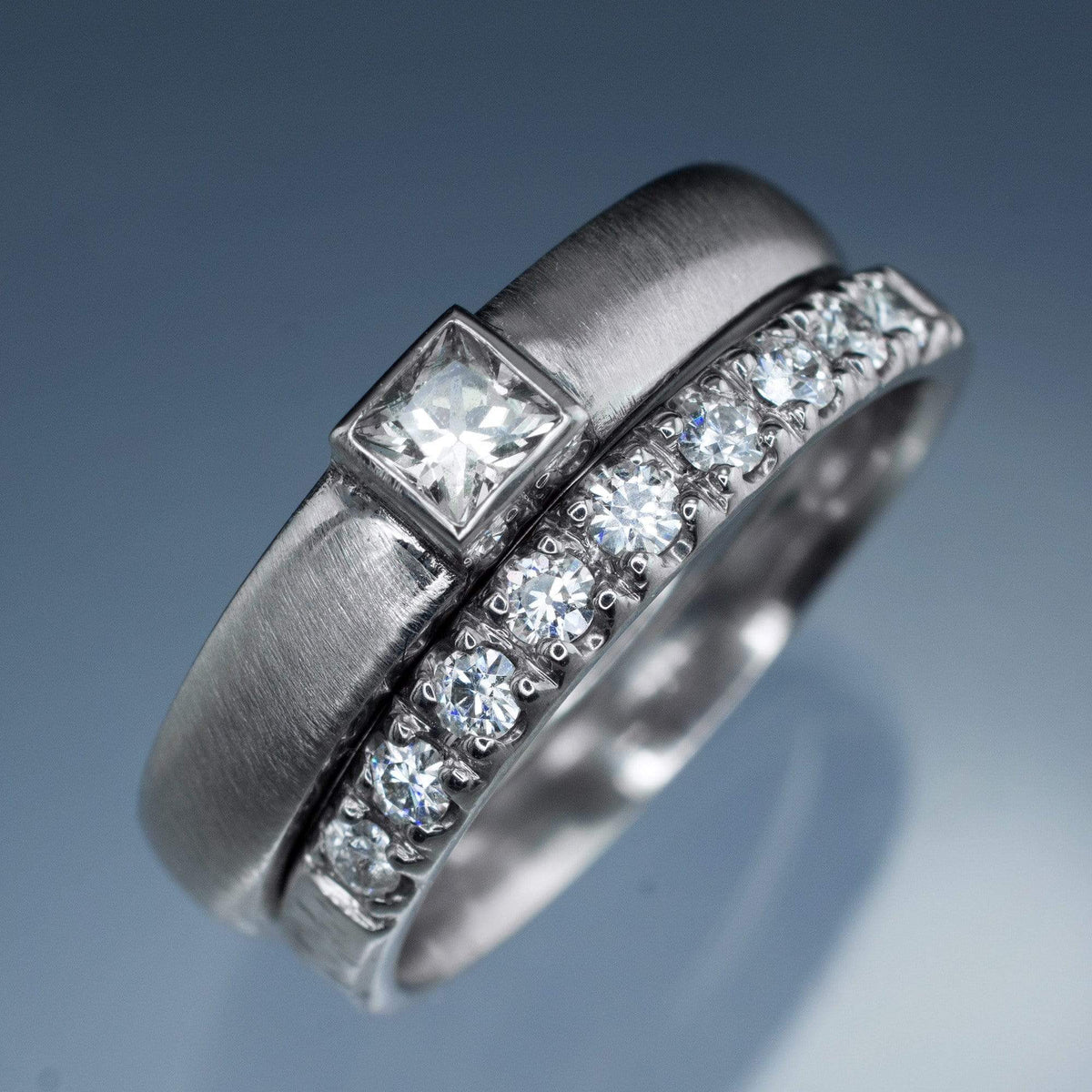 Freya Anniversary Band - French Set Moissanite Pave Ring Stacking Wedding Band Ring by Nodeform