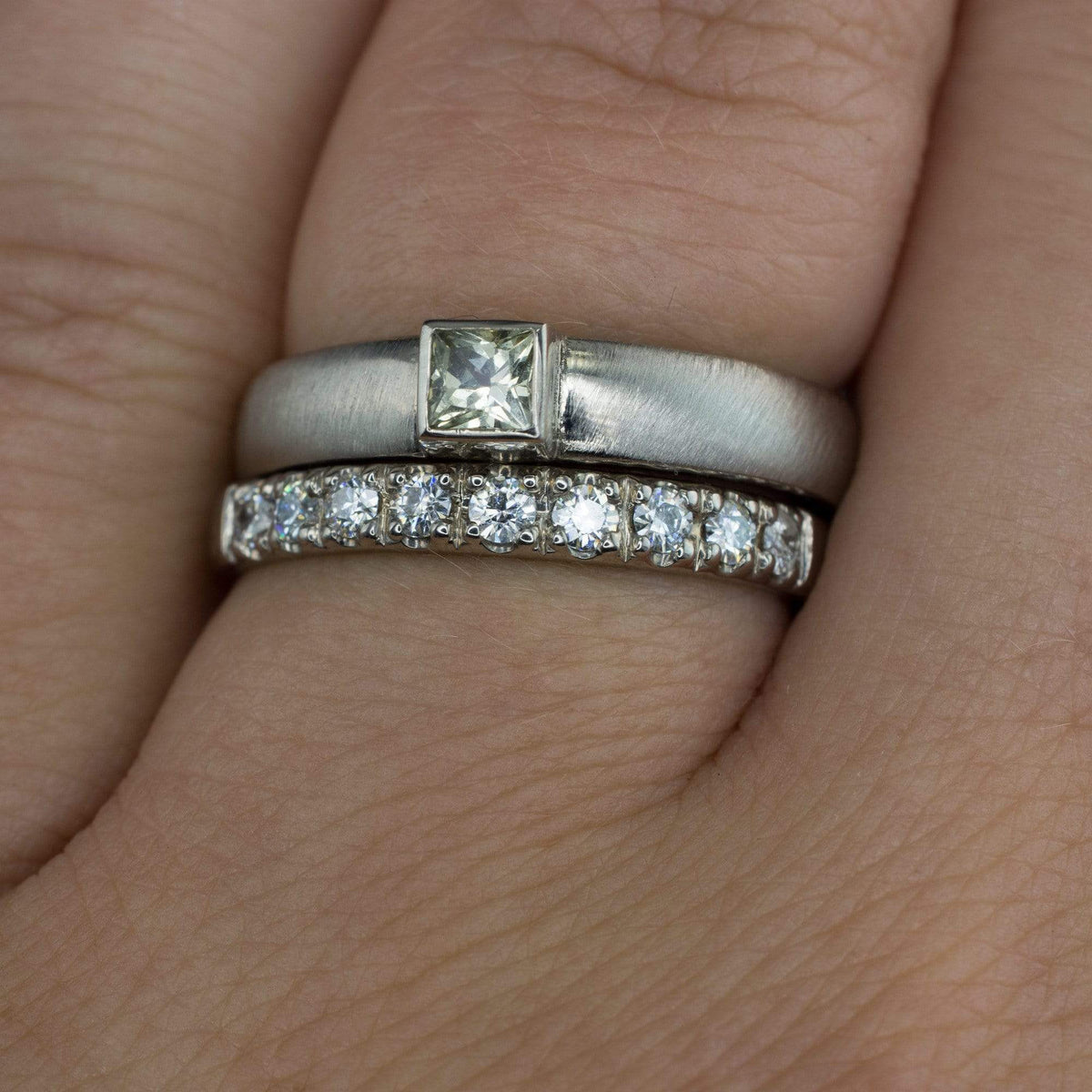 Freya Anniversary Band - French Set Moissanite Pave Ring Stacking Wedding Band Ring by Nodeform
