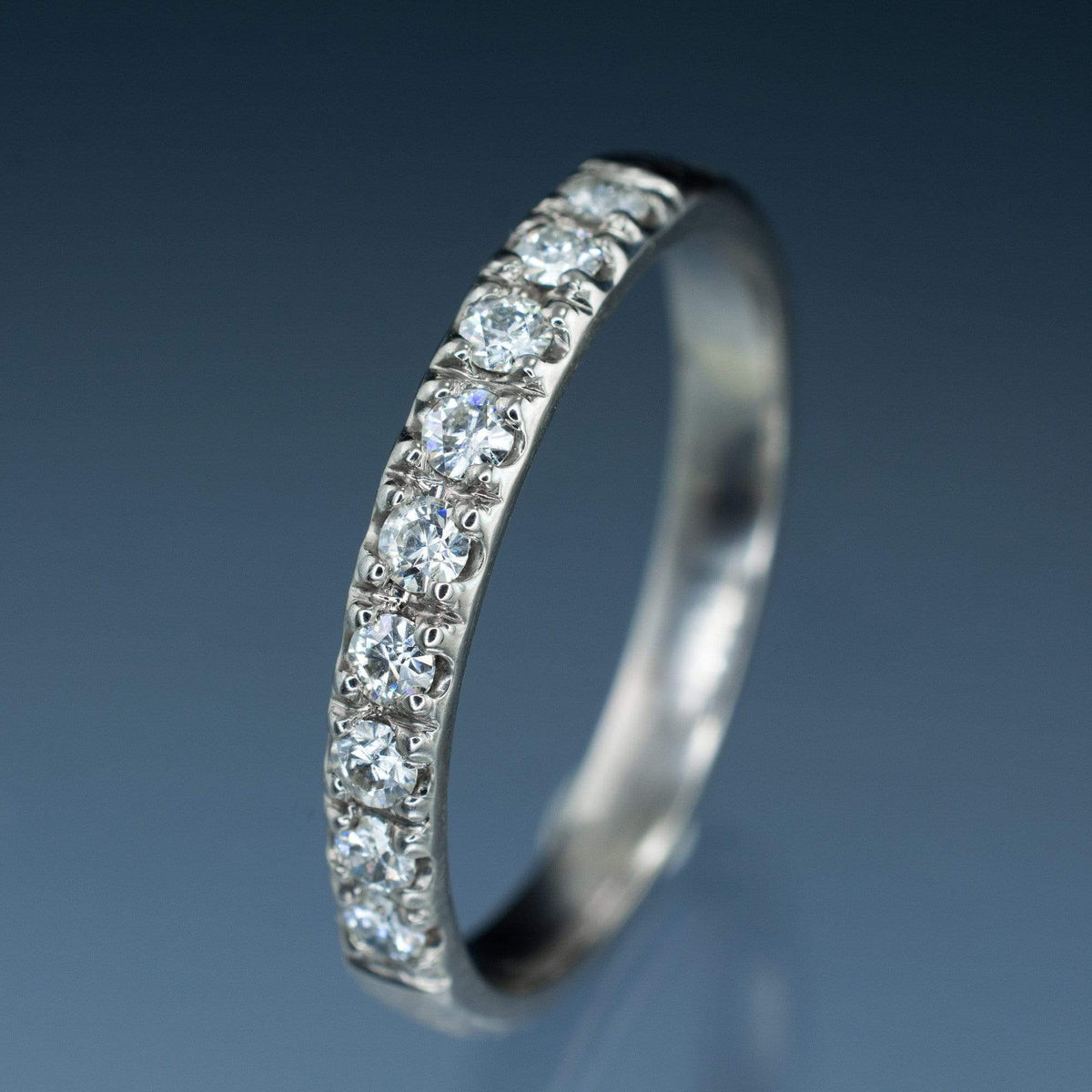 Freya Anniversary Band - French Set Moissanite Pave Ring Stacking Wedding Band Ring by Nodeform