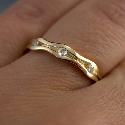 Wave Moissanite Eternity Gold Wedding Ring Ring by Nodeform
