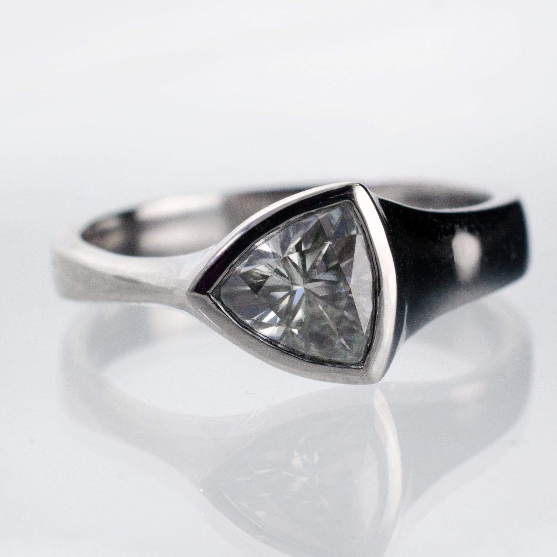 Trillion Diamond Bezel Solitaire Engagement Ring Ring by Nodeform