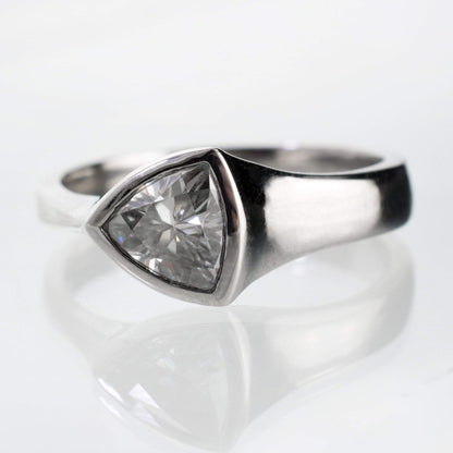 Trillion Diamond Bezel Solitaire Engagement Ring Ring by Nodeform