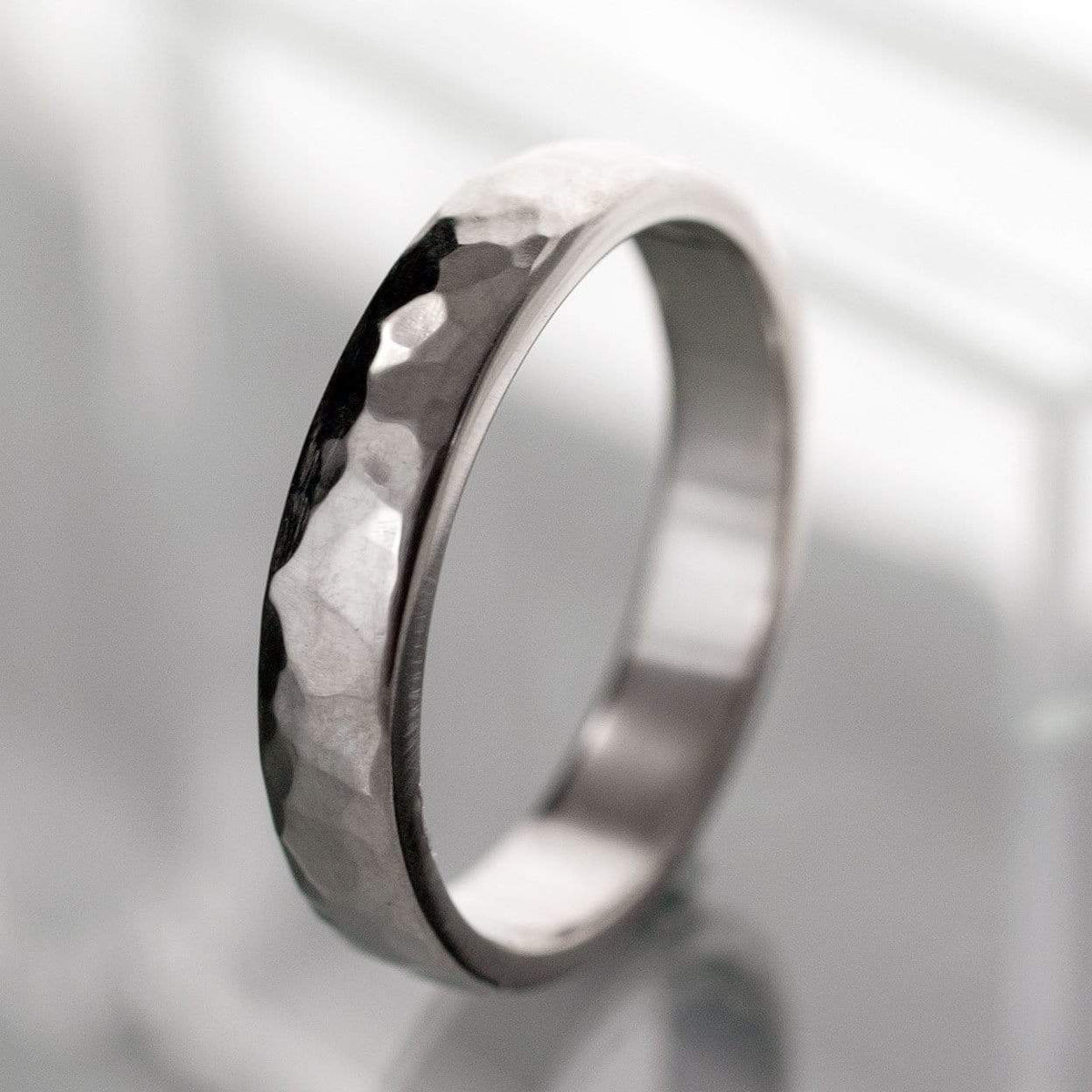 Narrow Hammered Texture Wedding Band Ring by Nodeform