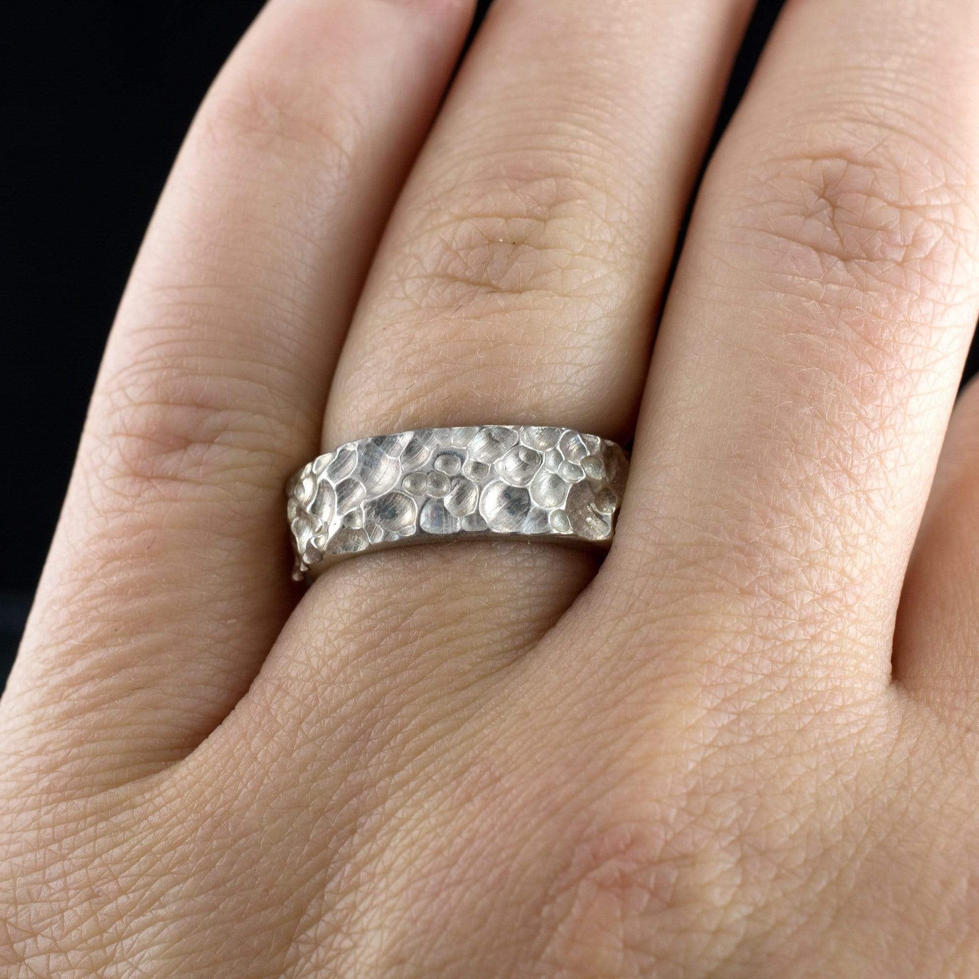 Crater Texture Wedding Ring Rustic Wedding Band Ring by Nodeform
