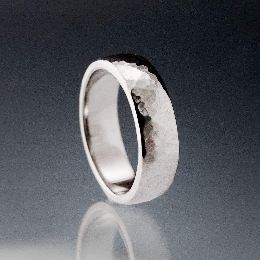 Wide Hammered Domed Wedding Band Ring by Nodeform