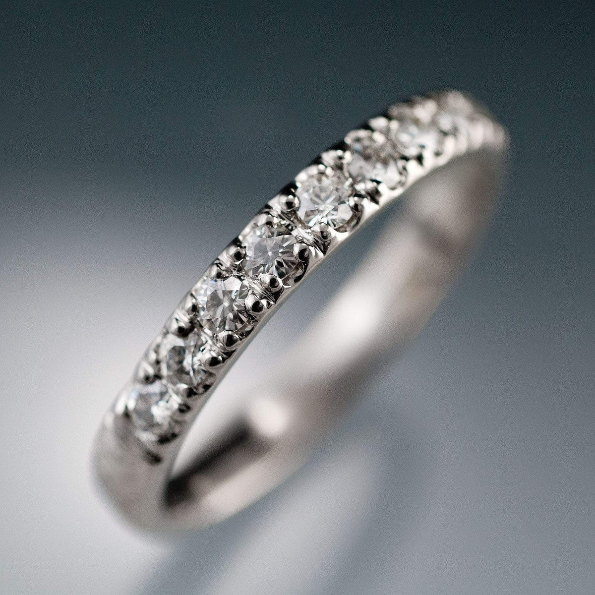 Freya Anniversary Band - French Set Moissanite Pave Ring Stacking Wedding Band Ring by Nodeform