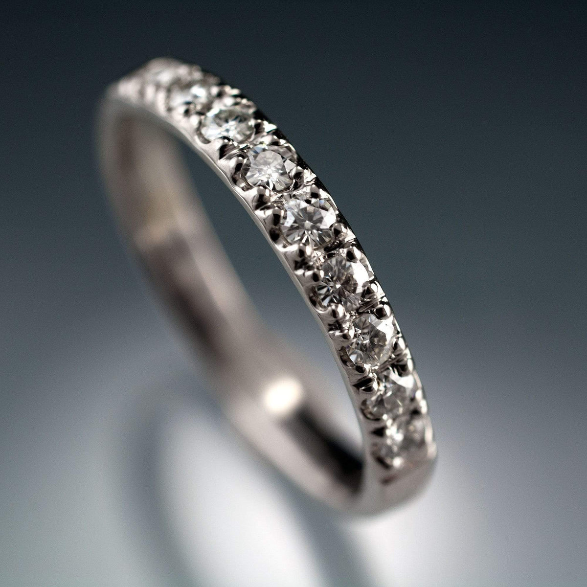 Freya Anniversary Band - French Set Moissanite Pave Ring Stacking Wedding Band Ring by Nodeform