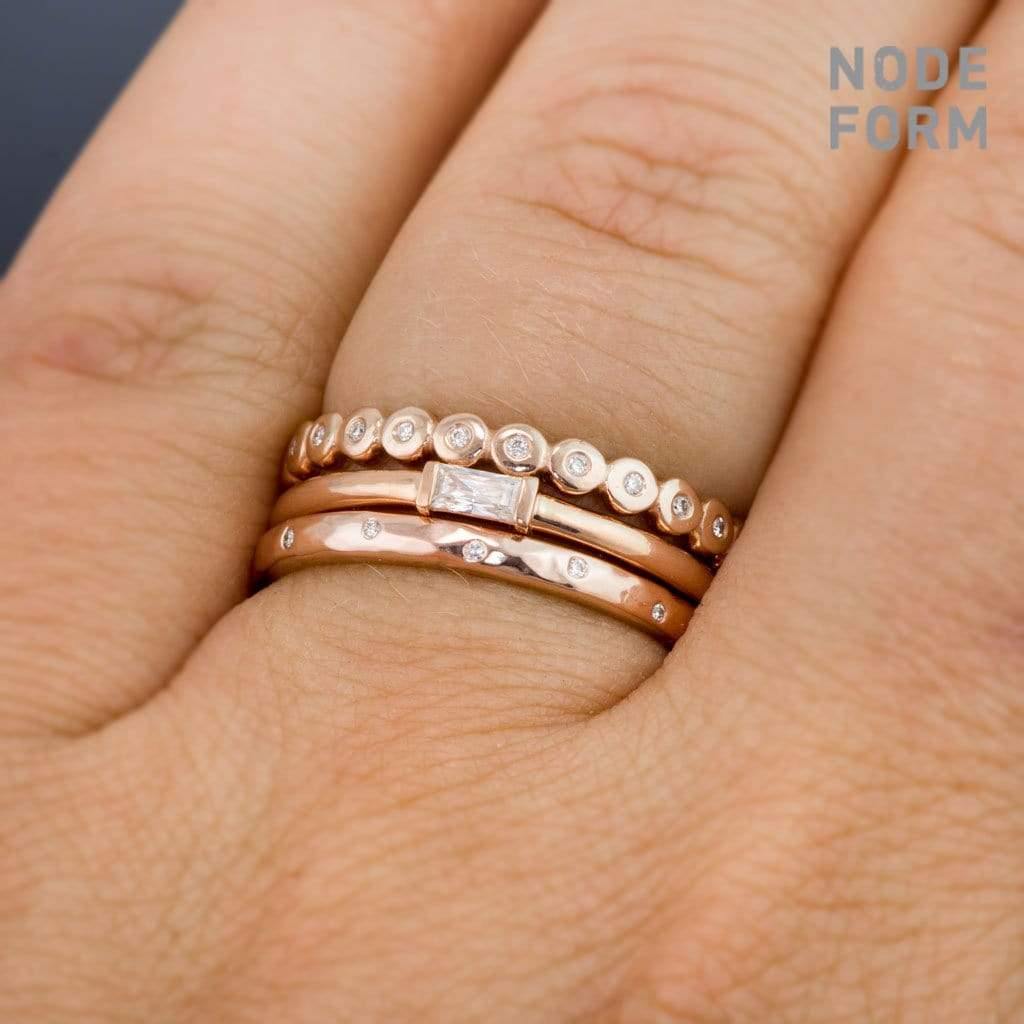 Baguette Moissanite Stacking Promise Solitaire Ring Ring by Nodeform