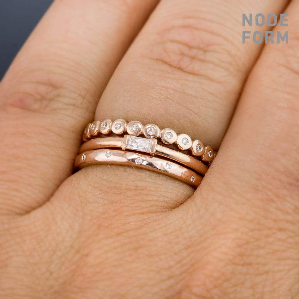 Baguette Moissanite Stacking Solitaire Engagement or Anniversary Ring Ring by Nodeform