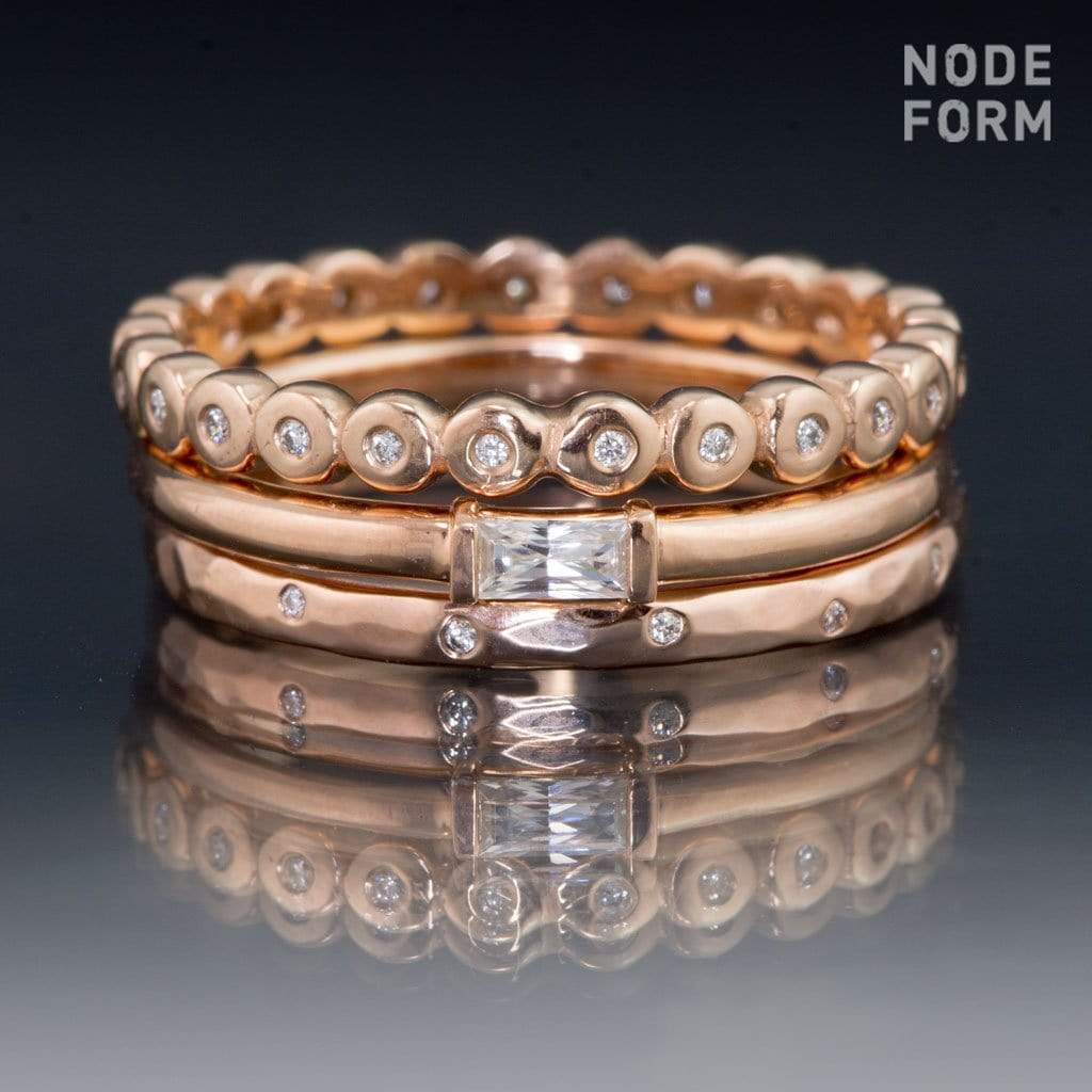 Baguette Moissanite Stacking Solitaire Engagement or Anniversary Ring Ring by Nodeform