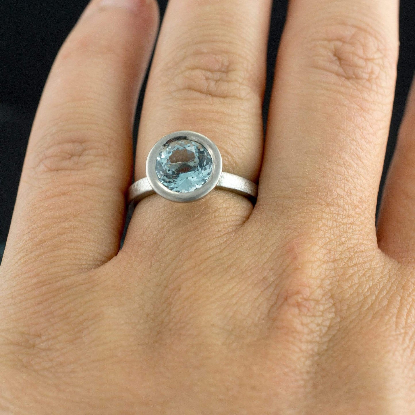 John Dyer Fireball Aquamarine Elevated Bezel Solitaire Engagement Ring Ring by Nodeform