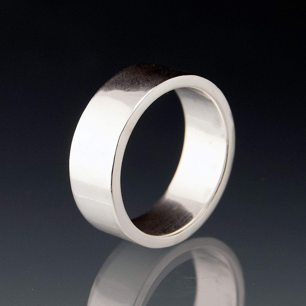 Wide Flat Modern Simple Wedding Band Ring by Nodeform