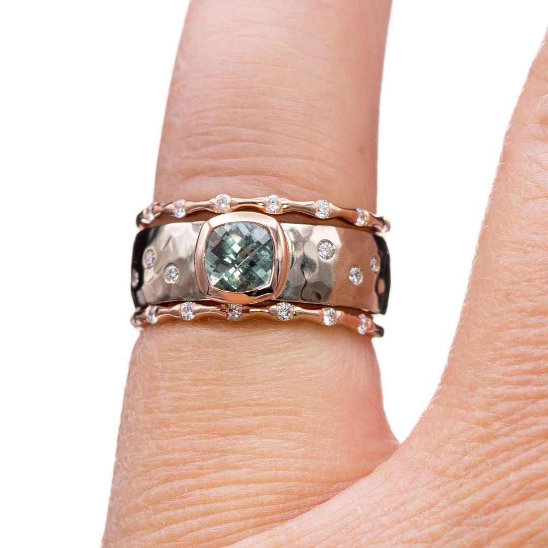 Sadie Band - Skinny Anniversary Band, Bar Set Diamond Half Eternity Stacking Wedding Ring Ring by Nodeform