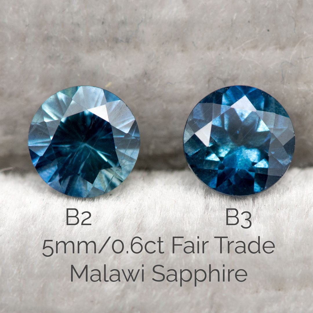 Round Blue 5mm/0.6ct Malawi Sapphire B3 Fair Trade Loose Gemstone 5mm/0.53ct Blue Fair Trade Autralian Sapphire Loose Gemstone by Nodeform