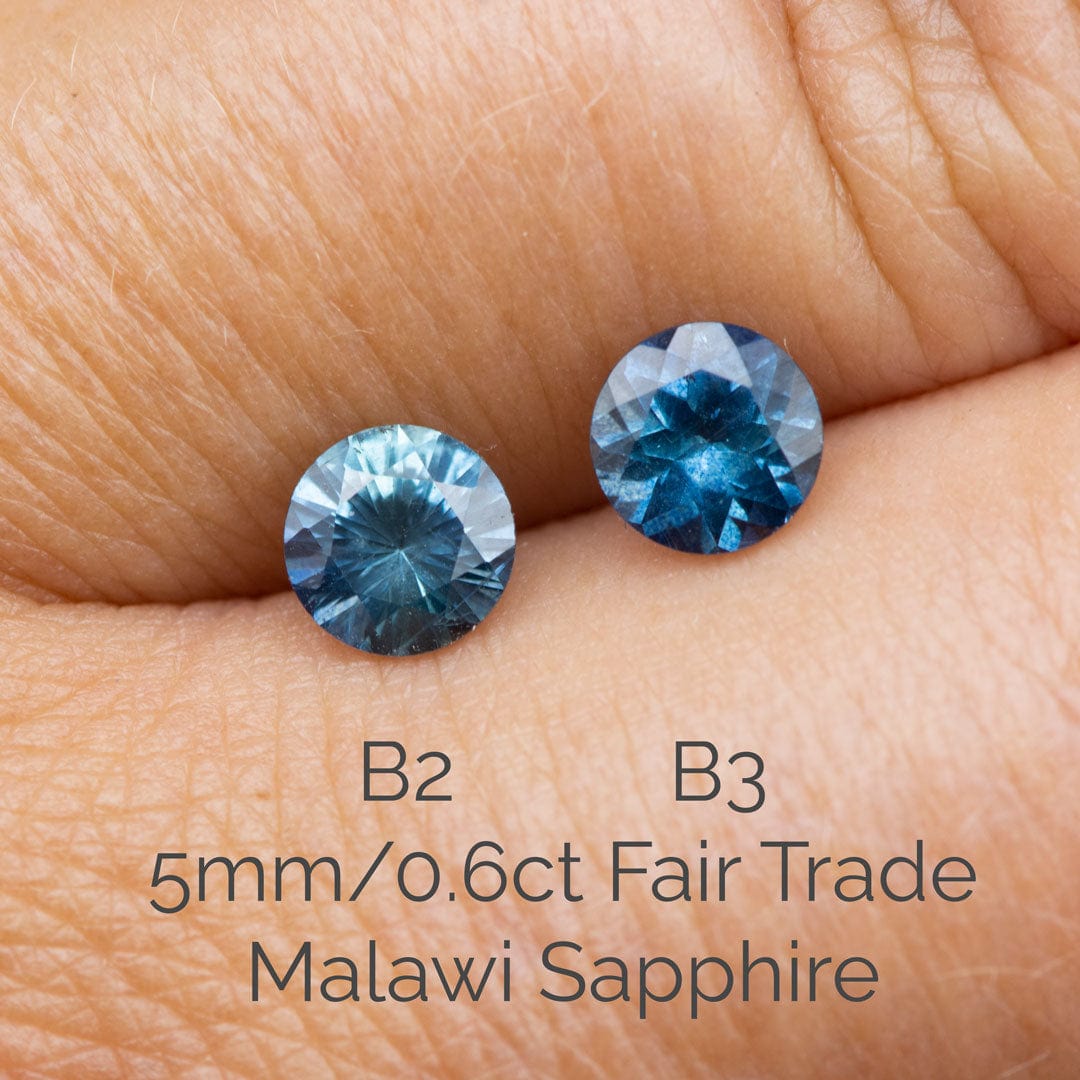 Round Blue 5mm/0.6ct Malawi Sapphire B3 Fair Trade Loose Gemstone 5mm/0.53ct Blue Fair Trade Autralian Sapphire Loose Gemstone by Nodeform