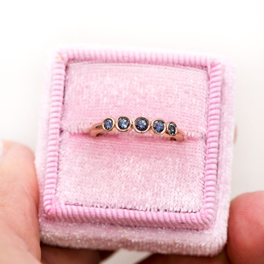 Fiona Band - Graduated Lab-created Alexandrite Five Bezel Stacking Anniversary Ring Ring by Nodeform