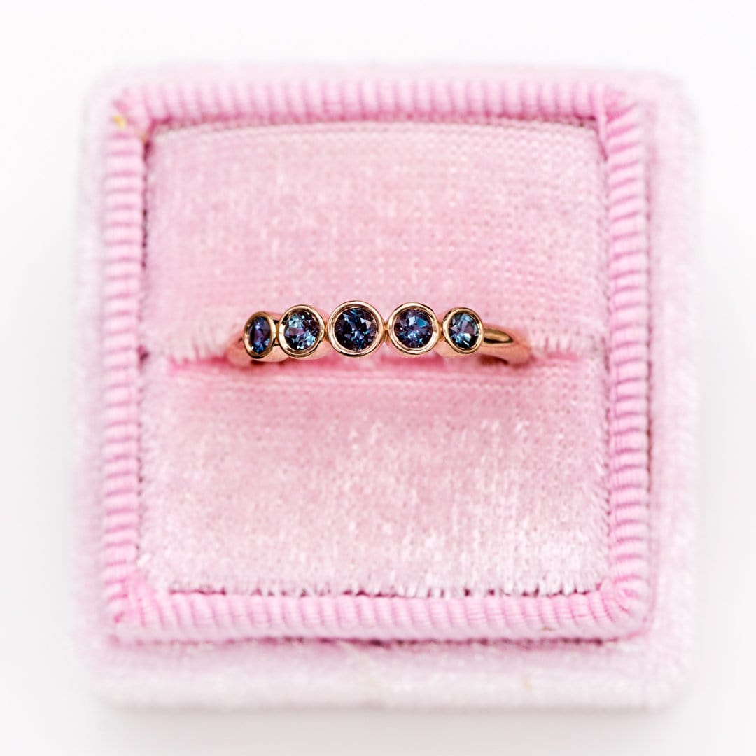 Fiona Band - Graduated Lab-created Alexandrite Five Bezel Stacking Anniversary Ring Ring by Nodeform