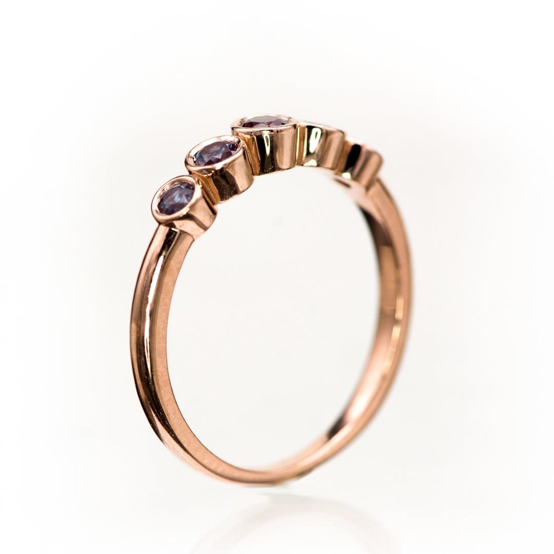 Fiona Band - Graduated Lab-created Alexandrite Five Bezel Stacking Anniversary Ring Ring by Nodeform