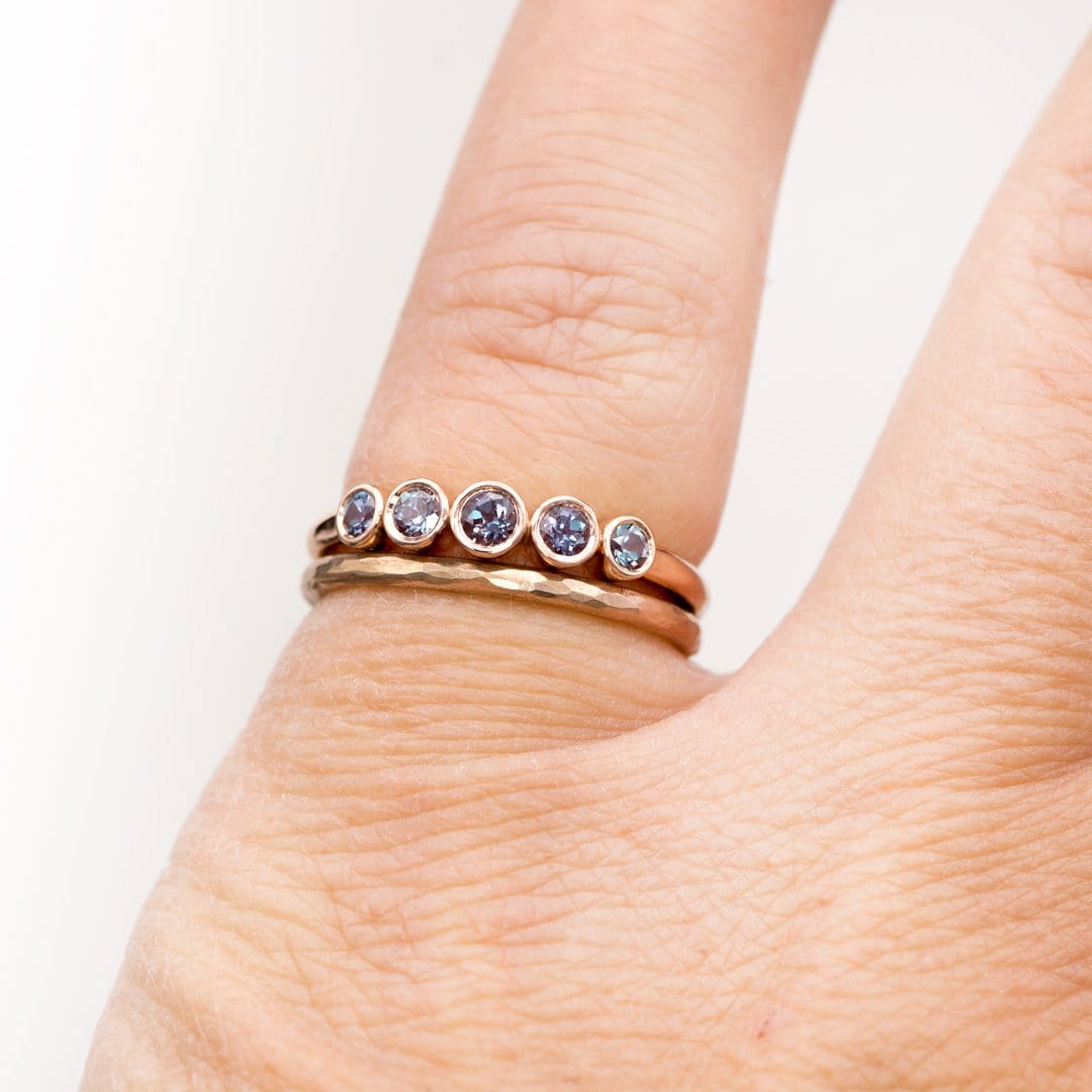 Fiona Band - Graduated Lab-created Alexandrite Five Bezel Stacking Anniversary Ring Ring by Nodeform