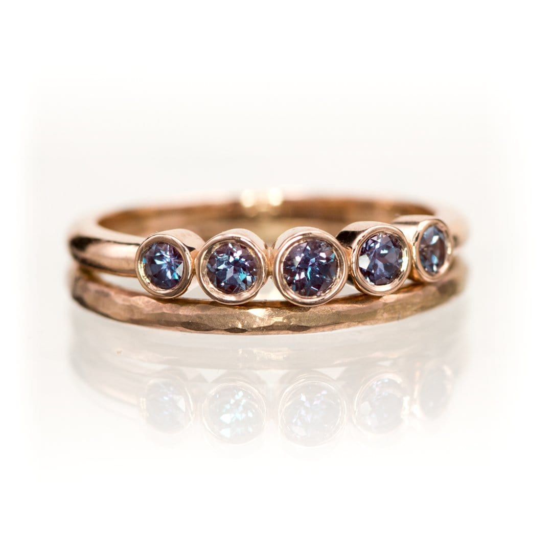 Fiona Band - Graduated Lab-created Alexandrite Five Bezel Stacking Anniversary Ring Ring by Nodeform