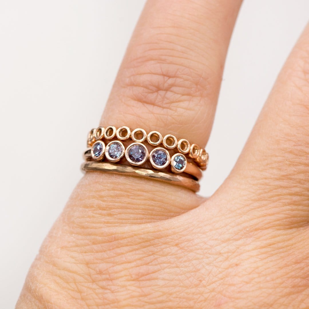 Fiona Band - Graduated Lab-created Alexandrite Five Bezel Stacking Anniversary Ring Ring by Nodeform