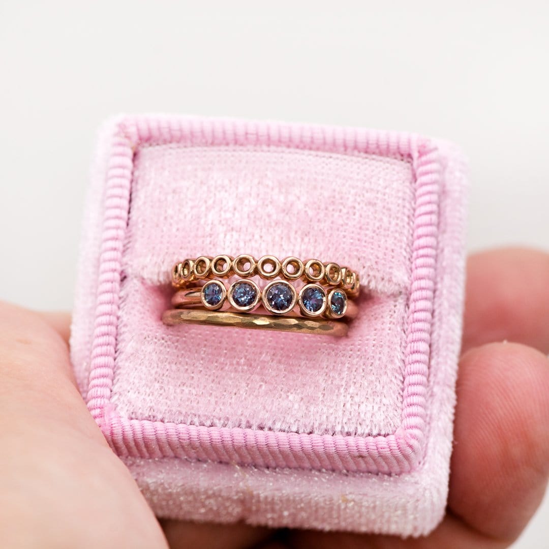 Fiona Band - Graduated Lab-created Alexandrite Five Bezel Stacking Anniversary Ring Ring by Nodeform