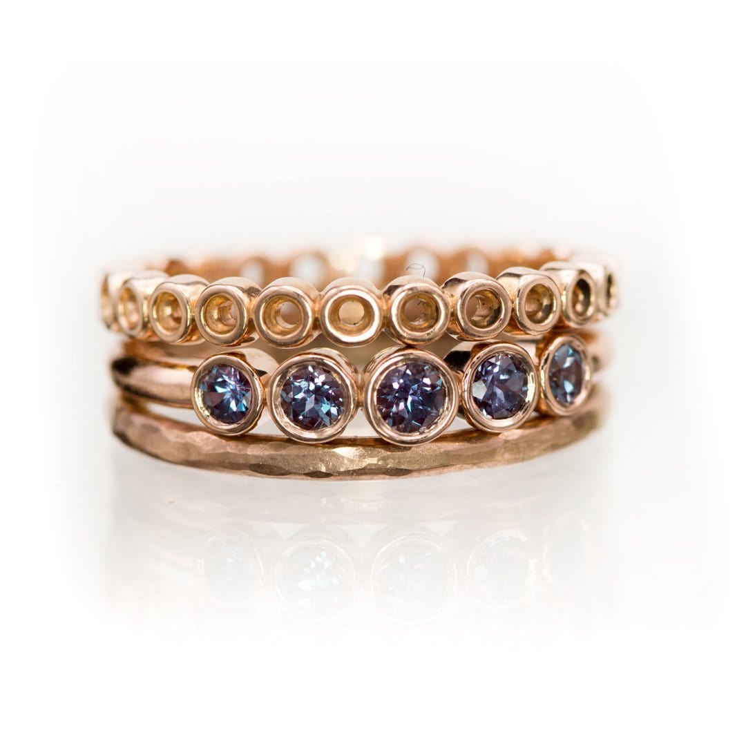Fiona Band - Graduated Lab-created Alexandrite Five Bezel Stacking Anniversary Ring Ring by Nodeform