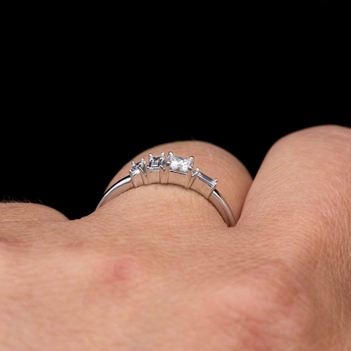 Georgia Ring - Geometric Cluster Baguette & Princess Cut Diamond, Ruby, Alexandrite or Sapphire Stacking Ring Ring by Nodeform