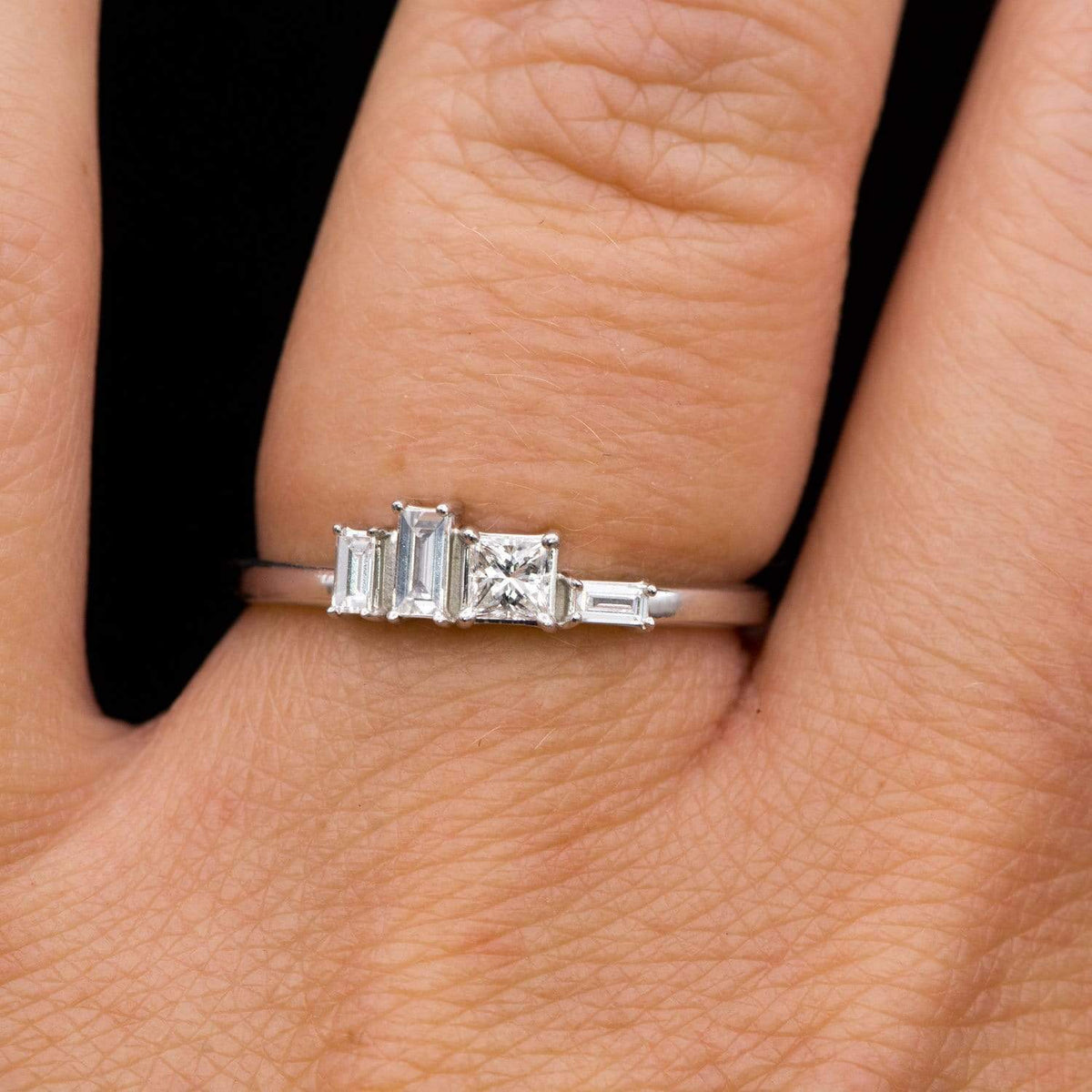 Georgia Ring - Geometric Cluster Baguette & Princess Cut Diamond, Ruby, Alexandrite or Sapphire Stacking Ring Ring by Nodeform