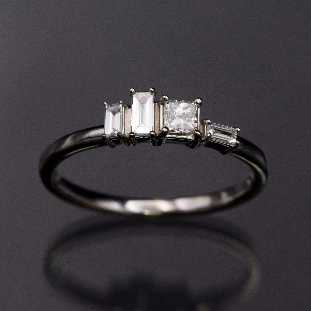 Georgia Ring - Geometric Cluster Baguette & Princess Cut Diamond, Ruby, Alexandrite or Sapphire Stacking Ring Ring by Nodeform