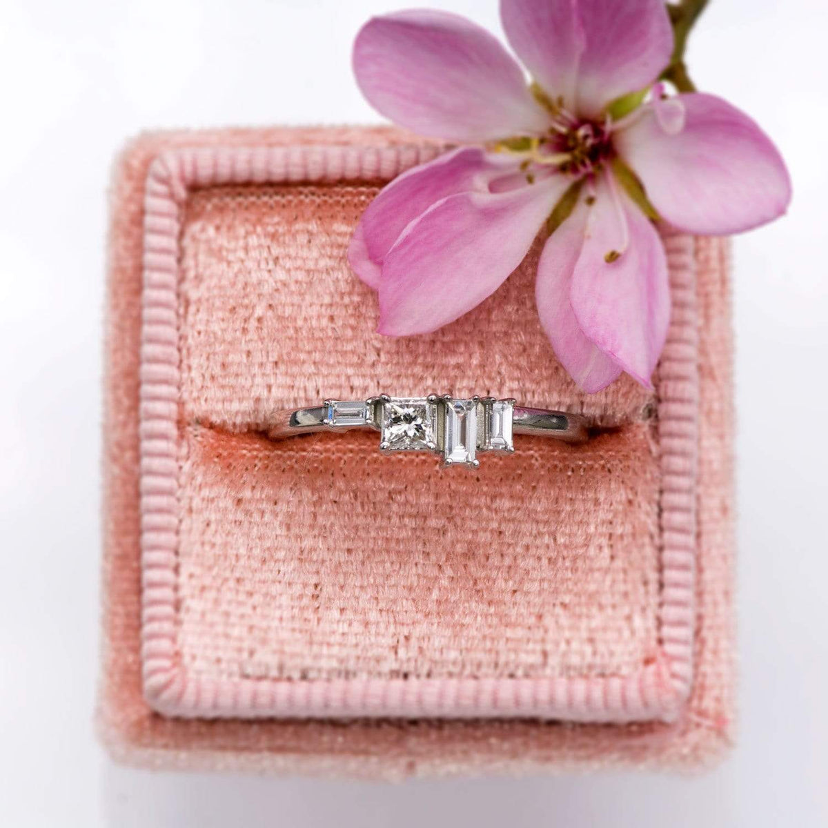 Georgia Ring - Geometric Cluster Baguette & Princess Cut Diamond, Ruby, Alexandrite or Sapphire Stacking Ring Ring by Nodeform